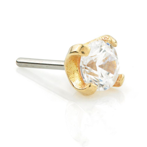 TL - 14ct Threadless Gold Prong Gem Pin Attachment-Y
