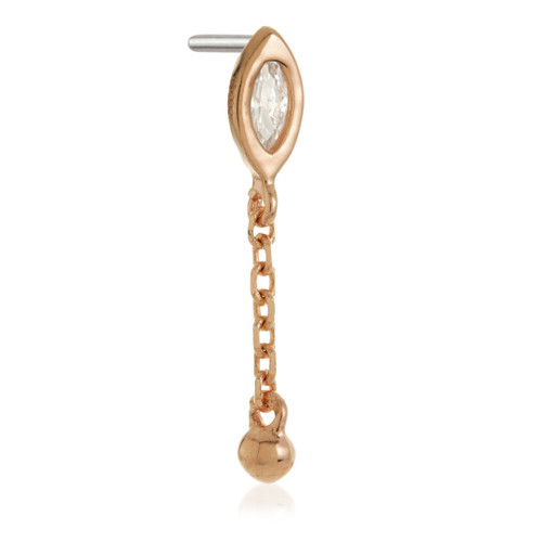 TL - 14ct Threadless Jewelled Marquise & Ball Attachment