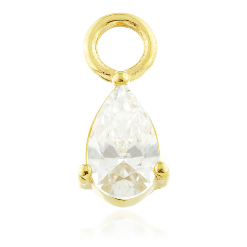 TL - 18ct Gold Swarovski Pear Charm for Hinge Segment Ring