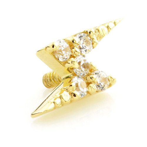 TL - 18ct Small Yellow Gold Jewelled Lightning Bolt Internal Thread Attachment TL - 18ct Small Yellow Gold Jewelled Lightning Bolt Internal Thread Attachment