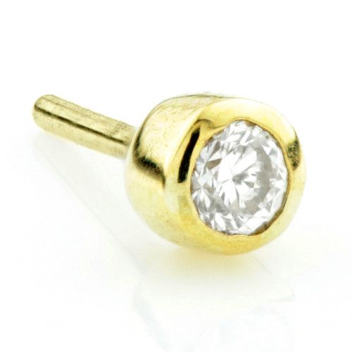 TL - 18ct Yellow Gold Bezel Set Swarovski Gem Threadless Attachment