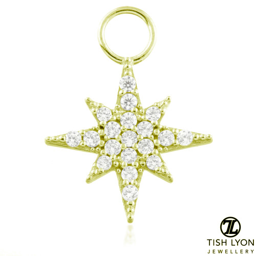 TL - 9ct Gold Jewelled North Star Charm for Hinge Segment Ring