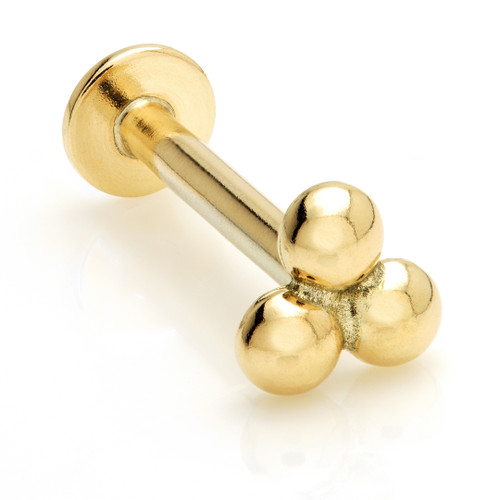 TL - 9ct Gold Triple Ball Internal Labret