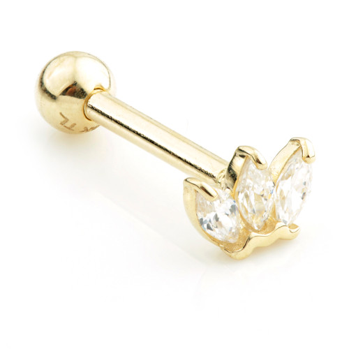 TL - 9K Gold Triple Marquise Gem Cartilage Bar