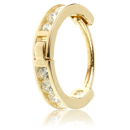 TL - 9ct Yellow Gold Channel Gem Hinge Ring - 0.8x8mm