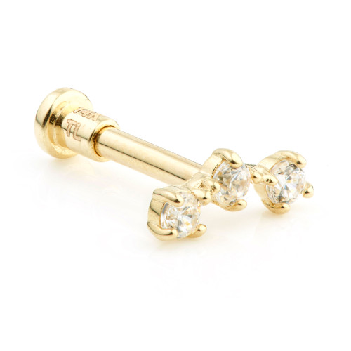 TL - Gold 3 Gem Crescent Mini Labret - 1.2mm