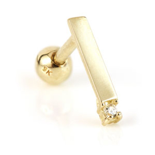 TL - Gold Bar with End Gem Cartilage Bar