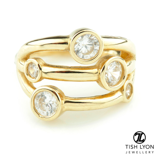 TL - Gold CZ Banded Hinge Ring