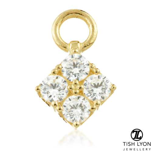 TL - Gold Gem Diamond Shape Charm for Hinge Segment Ring