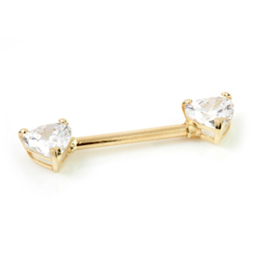 TL - Gold Heart Gem Nipple Bar