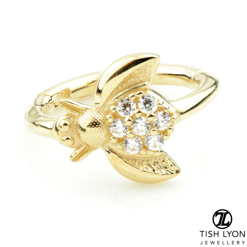 TL - Gold Jewelled Bee Hinge Segment Ring