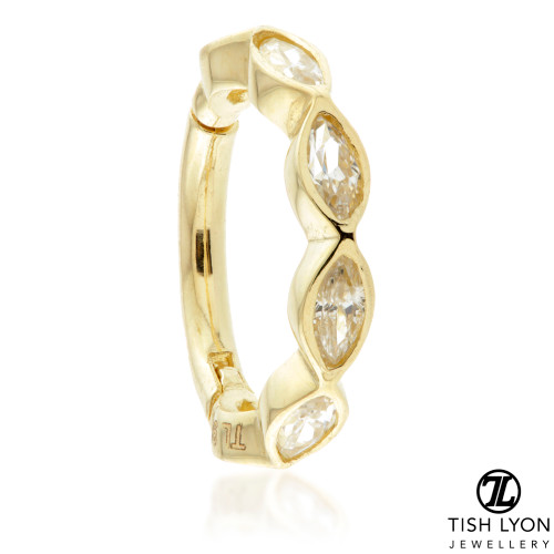 TL - Gold Jewelled Marquise Hinge Ring