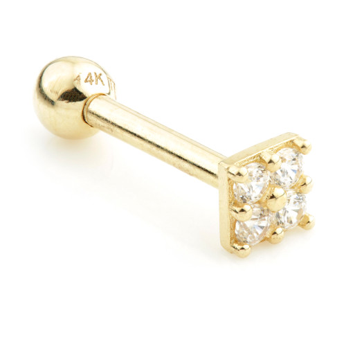 TL - Gold Jewelled Mono Square Cartilage Bar