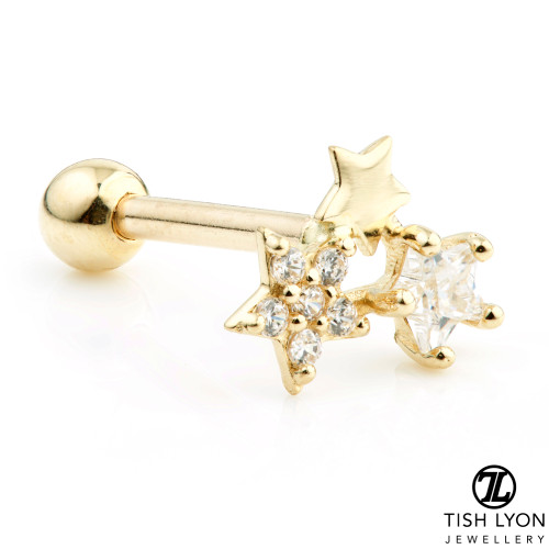 TL - 9K Gold Multi Stars Cartilage Bar