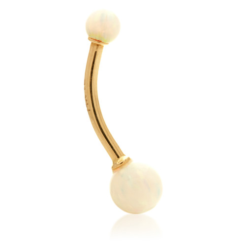 TL - Gold Opal Ball Belly Bar -14K-Y-1.6-12