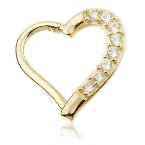 TL - 9K Gold Pavé Gem Hinge Heart Ring