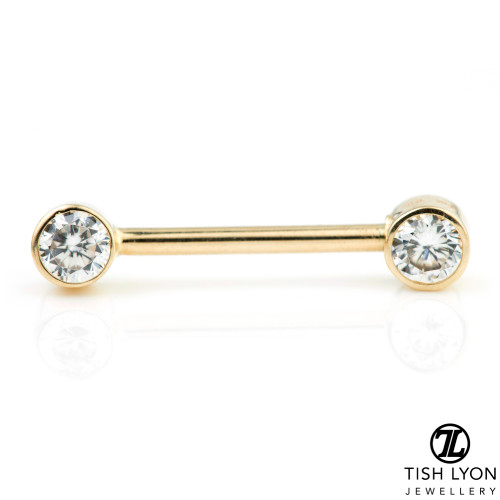 TL - Gold Round Gem Nipple Bar