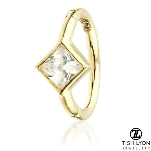 TL - Gold Square Gem Hinge Ring