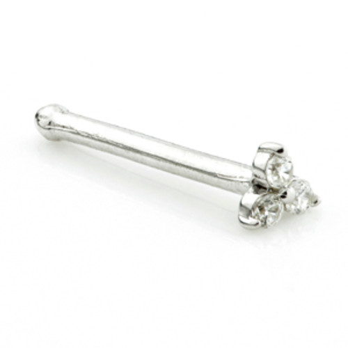 TL - 14ct Gold Tiny Trinity Gem Straight Nose Stud