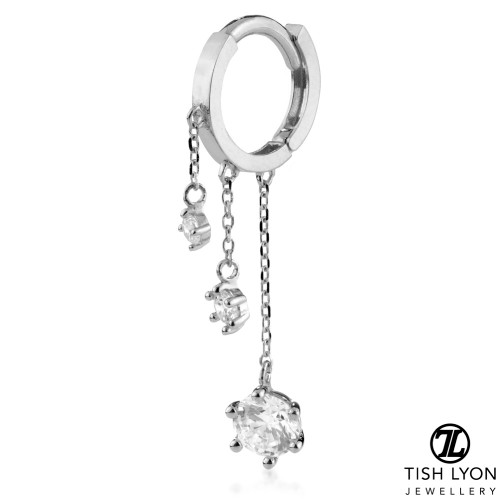 TL - Silver Triple Gem Chain Hinge Ring