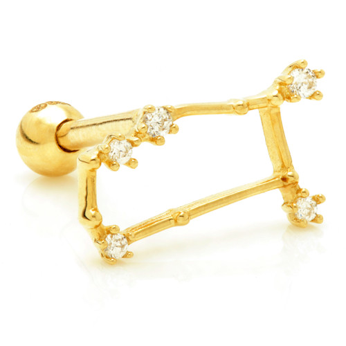 TL - Solid Gold Jewelled Zodiac Gemini Constellation Microbar