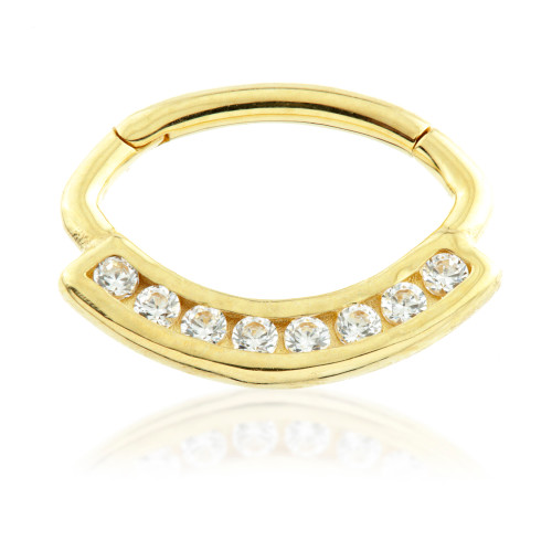 TL- 18ct Gold Multi Jewelled Swarovski Daith Ring