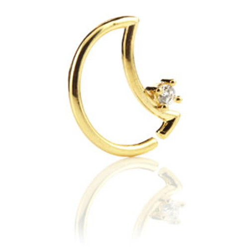 TL- Gold Gem Twist Moon Ring