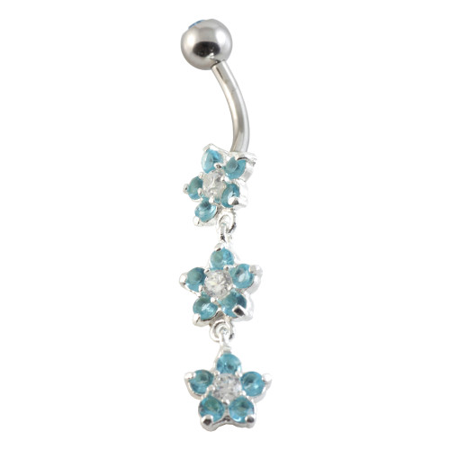 Triple Flower Silver & Steel Navel