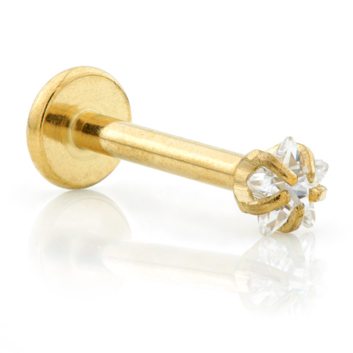 Yellow Gold Internal Ti Micro Labret with Star Gem Attachment (1.2mm)