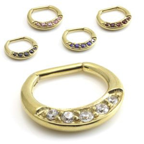 Zircon Gold Steel Jewelled Septum Ring