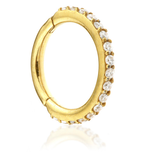 Zircon Gold Steel Full Pave Gems Hinged Micro Ring