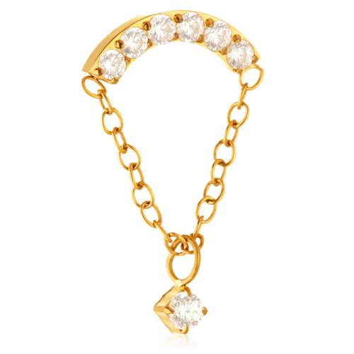 Zircon Gold Ti Internal Curved Pav√© Attachment with Hanging Chain