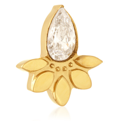 Zircon Gold Ti Internal Jewelled Pear with Marquise Crescent Attachment