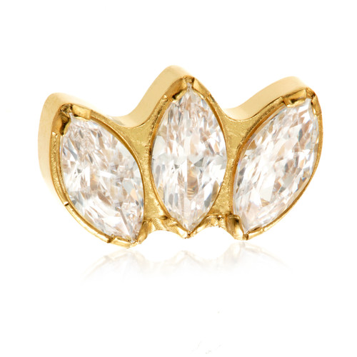 Zircon Gold Ti Internal Trio Marquise Gem Crescent Attachment