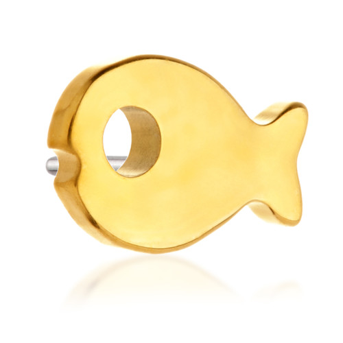 Zircon Gold Ti Threadless Hollow Eye Fish Attachment