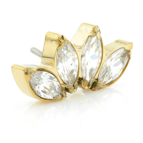 Zircon Gold Ti Threadless Marquise Gem Cluster Attachment