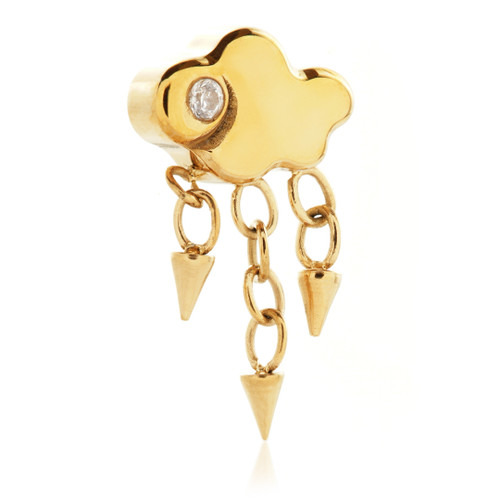 Zircon Gold Ti Threadless Raincloud Attachment with Hanging Cones