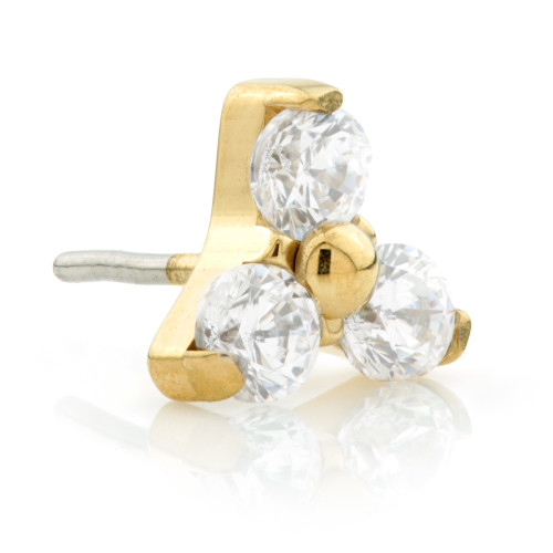 Zircon Gold Ti Threadless Trinity Gem Attachment