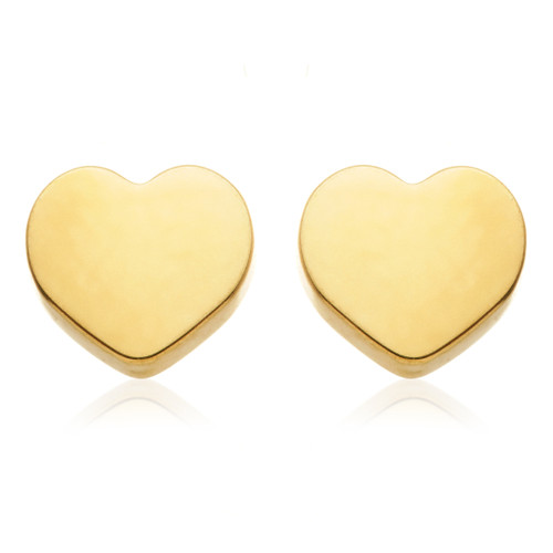 Zircon Gold Titanium Heart Stud Earrings (Pair)