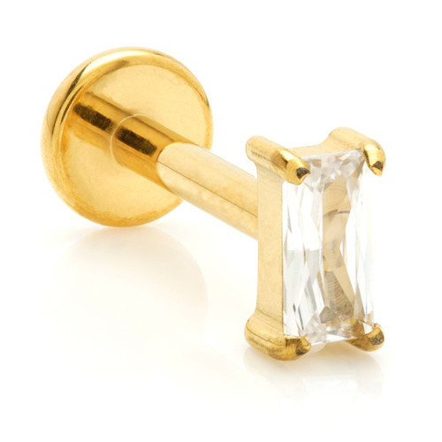 Zircon Gold Titanium Labret with Gem Baguette Attachment