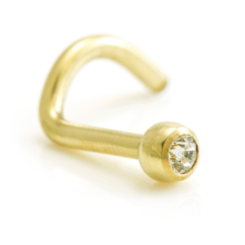 Zircon Gold PVD Gem Ball Nose Stud