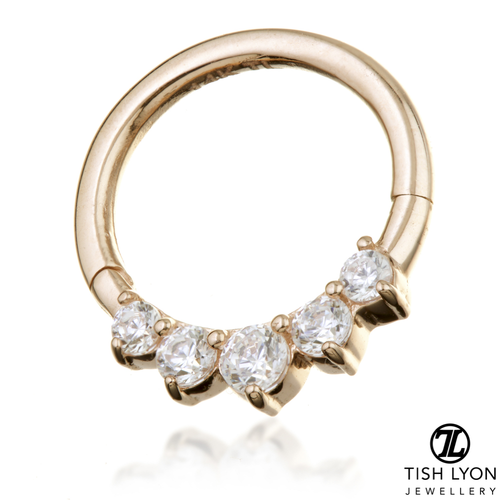 TL - Gold Front Facing Gem Hinge Ring