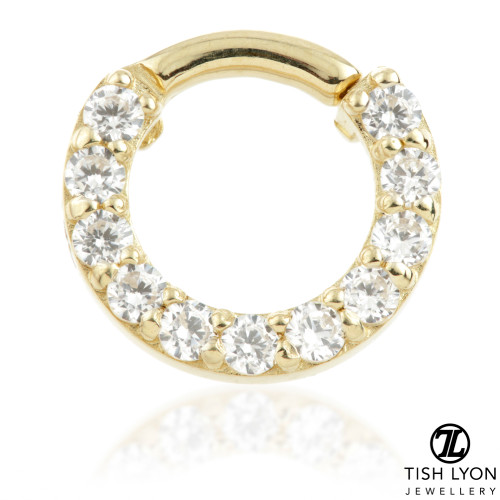 TL - 9ct Gold Pave Gems Daith Septum Ring