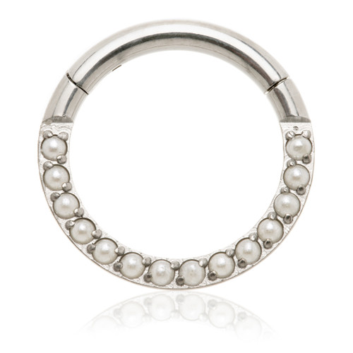 Ti Couture Front Facing Pearl Pave Hinged Ring