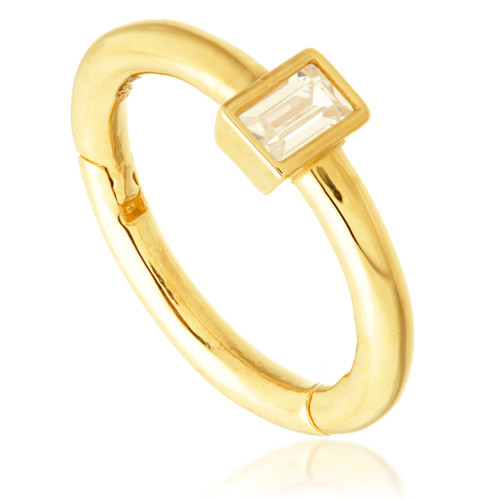 TL - Gold Jewelled Rectangular Cut Hinge Ring