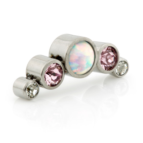 Ti Opal Middle & Lavender Gem Sides Crescent Attachment