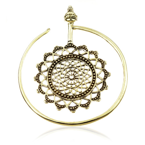 1x Brass Ear Weight Circular Mandala