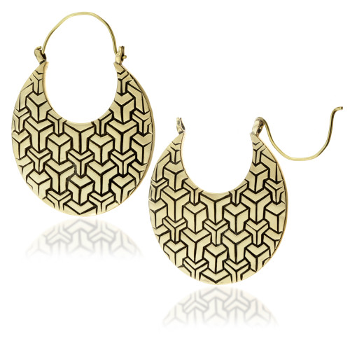 Brass Geometric Hoop Earring (Pair)