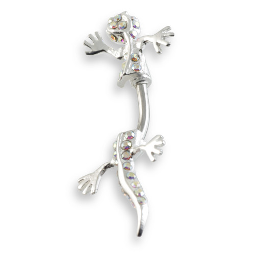 Gecko Silver & Steel Hanging Navel