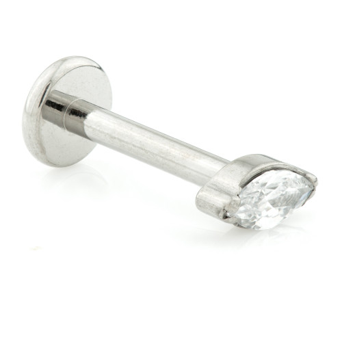 Threadless Ti Labret with Marquise Gem Attachment Threadless Ti Labret with Marquise Gem Attachment